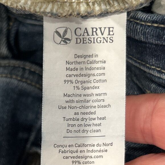 Carve Designs Jeans Womens 8 Blue Raw Frayed Hem Straight Leg Organic Cotton - Picture 4 of 8